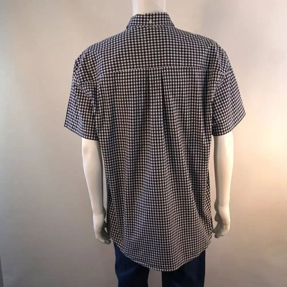 Tommy Hilfiger Mens XL Shirt Gingham Button Down Classic Fit Stretch Short Sleev